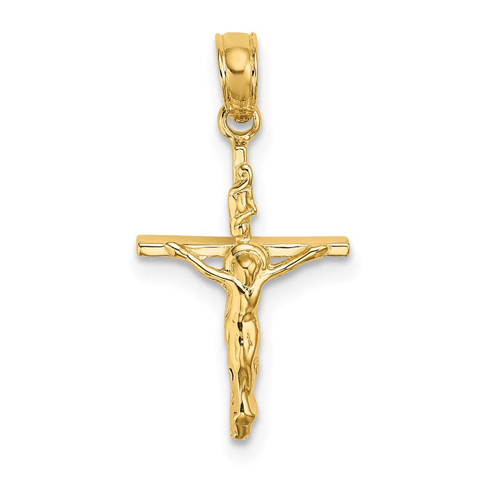 Million Charms 14K Yellow Gold Themed Small Polished Relgious Crucifix Charm