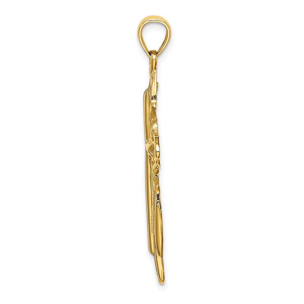 Million Charms 14K Yellow Gold Themed Polished & Textured Cross