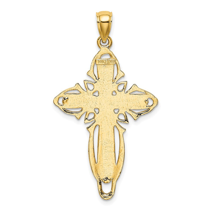 Million Charms 14K Yellow Gold Themed Polished & Textured Cross