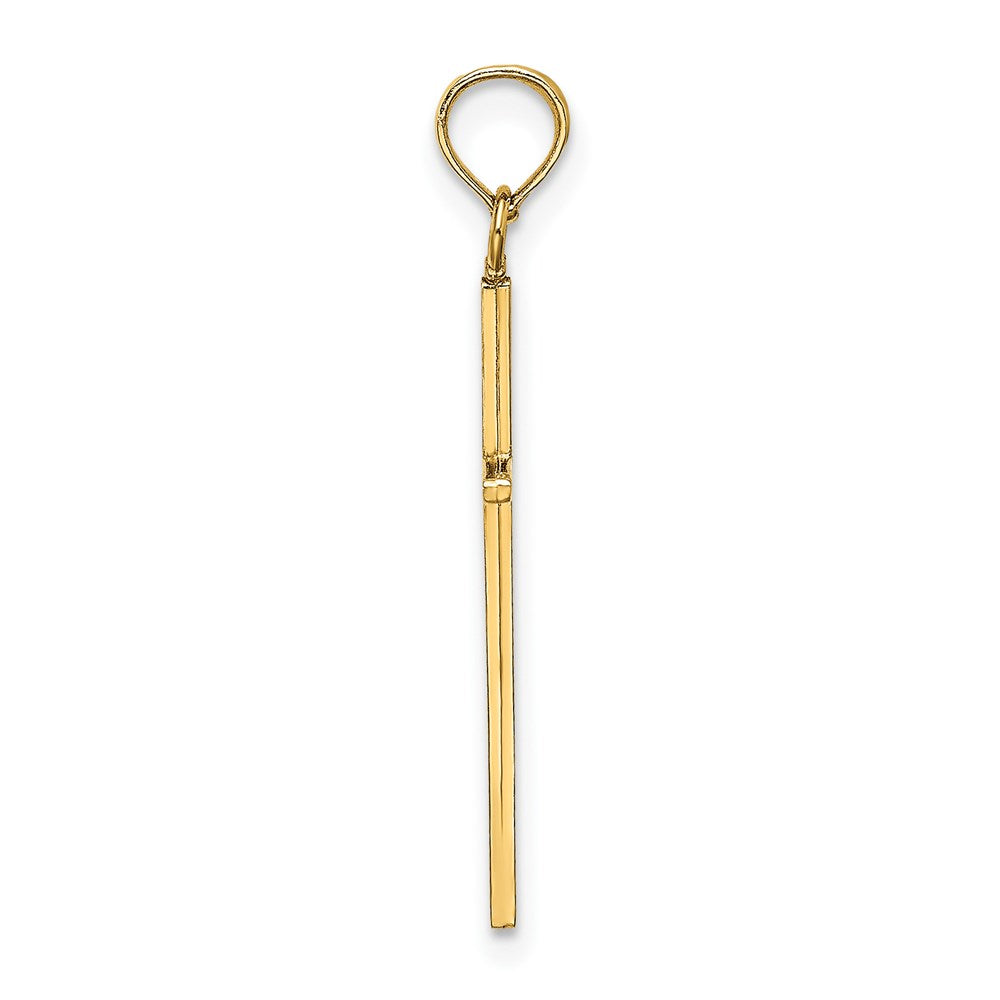 Million Charms 14K Yellow Gold Themed 3-D & Polished Stick Relgious Cross Charm