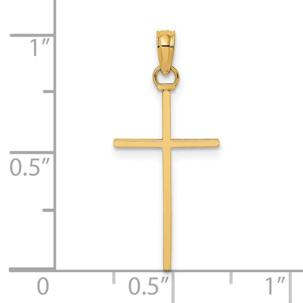 Million Charms 14K Yellow Gold Themed 3-D & Polished Stick Relgious Cross Charm