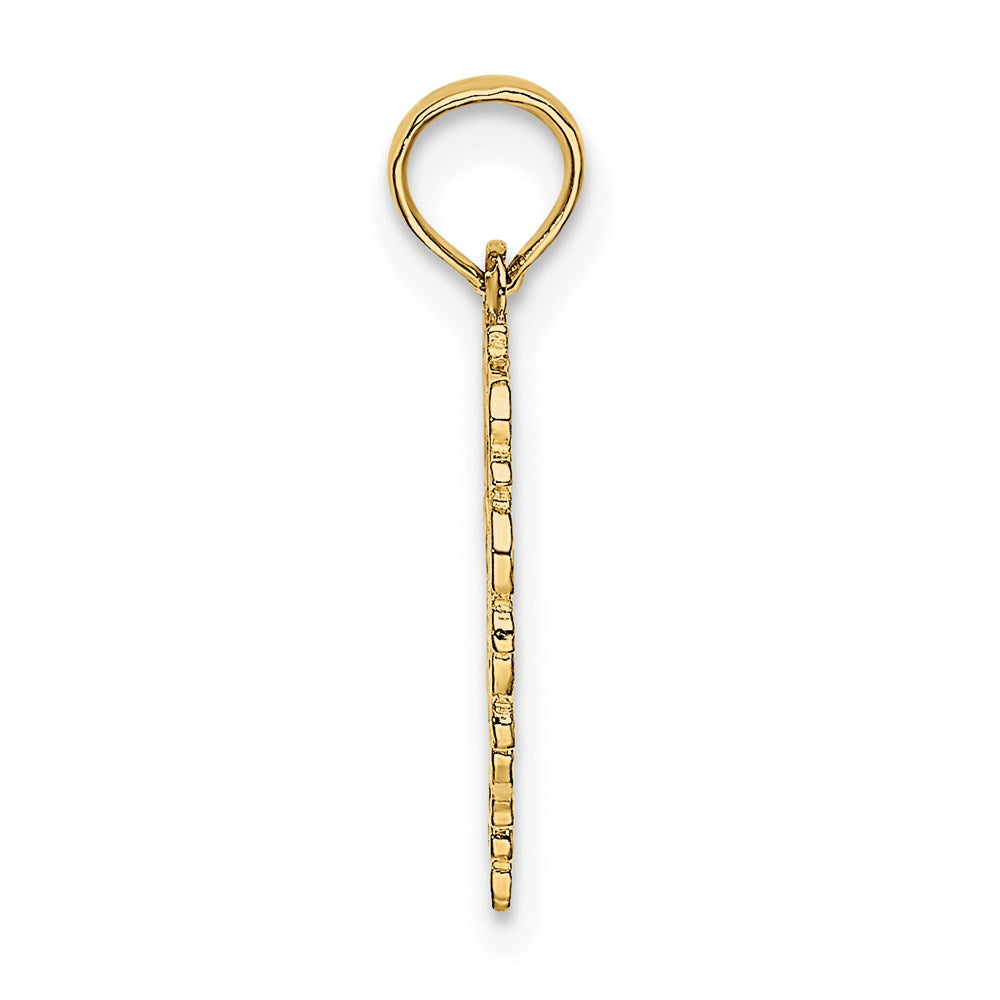 Million Charms 14K Yellow Gold Themed Textured Stare Of David In Heart Charm