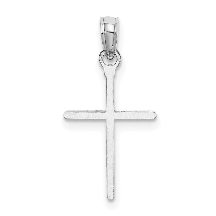 Million Charms 14K White Gold Themed Diamond-Cut & Polished Relgious Cross Charm