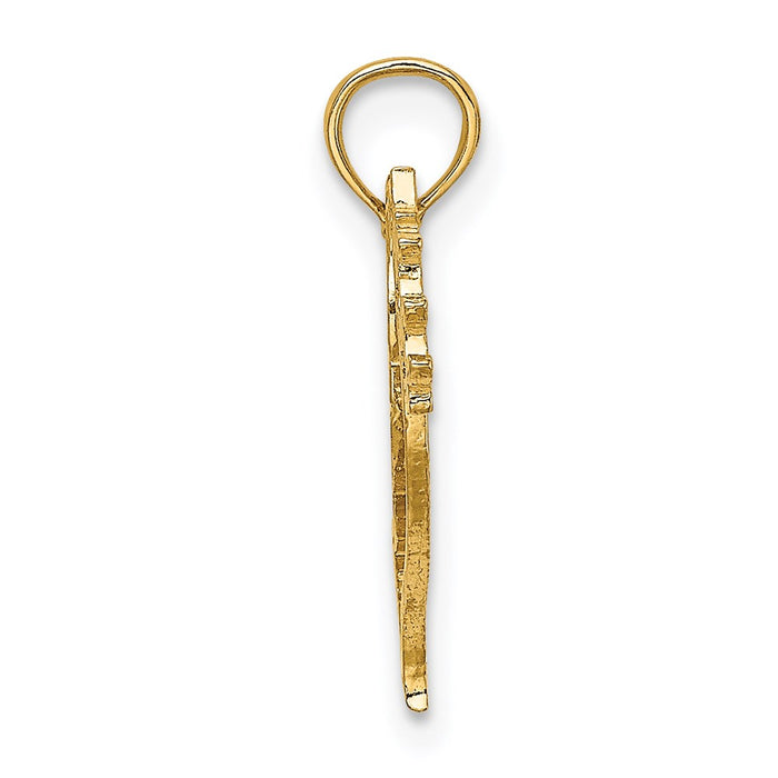 Million Charms 14K Yellow Gold Themed Cut-Out Dove Holding Olvie Branch Charm