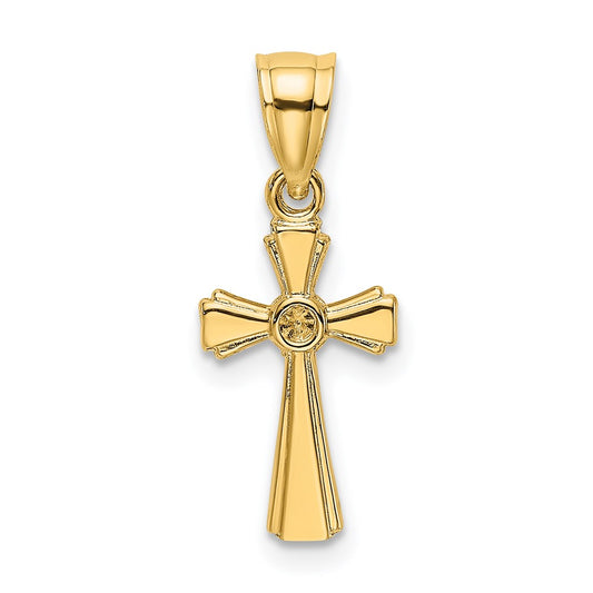 Million Charms 14K Yellow Gold Themed Mini Relgious Cross Charm