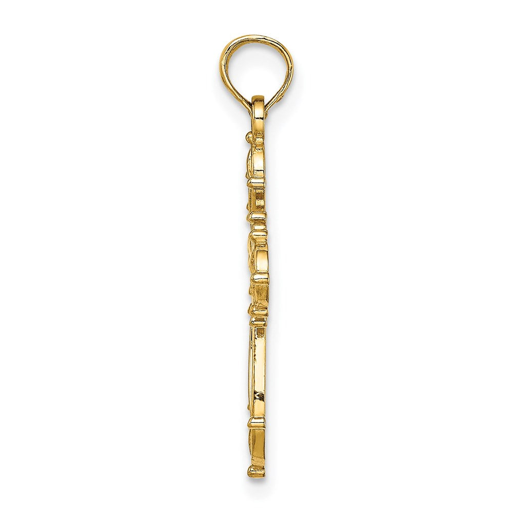 Million Charms 14K Yellow Gold Themed Cut-Out Fancy Relgious Cross Charm
