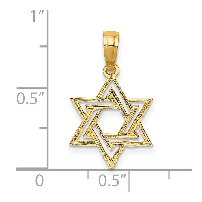 Million Charms 14K Yellow Gold Themed Polished Religious Jewish Star Of David Charm