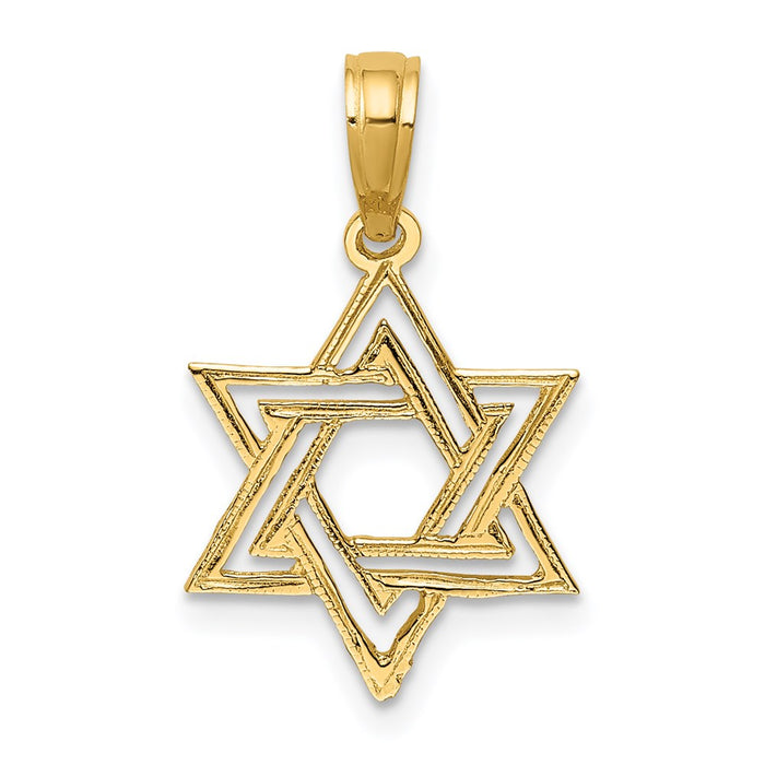 Million Charms 14K Yellow Gold Themed Polished Religious Jewish Star Of David Charm