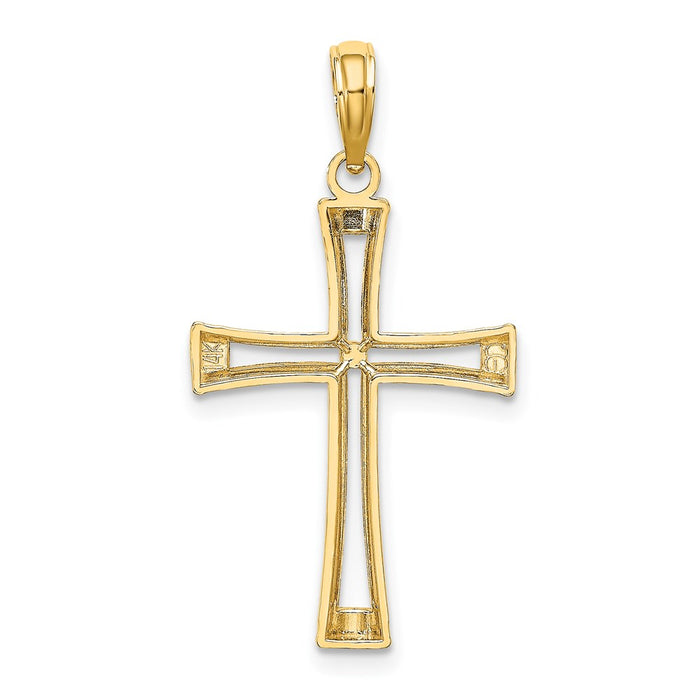 Million Charms 14K Yellow Gold Themed Polished & Cut-Out Cross