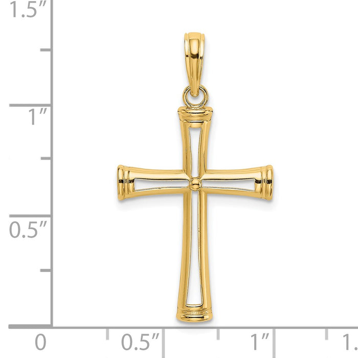Million Charms 14K Yellow Gold Themed Polished & Cut-Out Cross