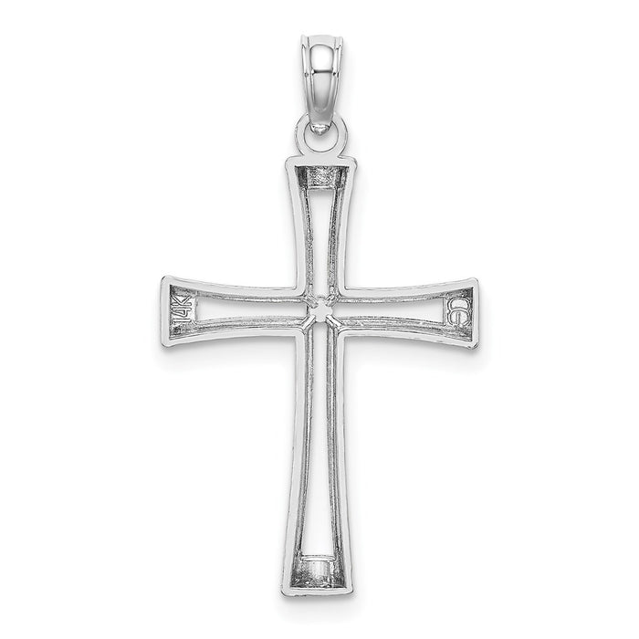 Million Charms 14K White Gold Themed Polished & Cut-Out Cross