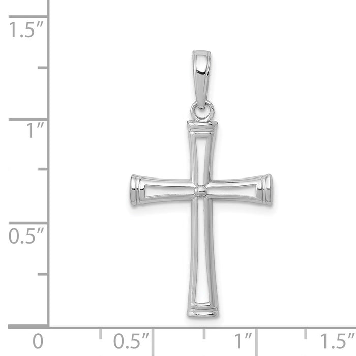 Million Charms 14K White Gold Themed Polished & Cut-Out Cross