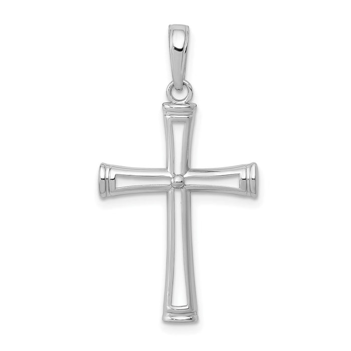 Million Charms 14K White Gold Themed Polished & Cut-Out Cross