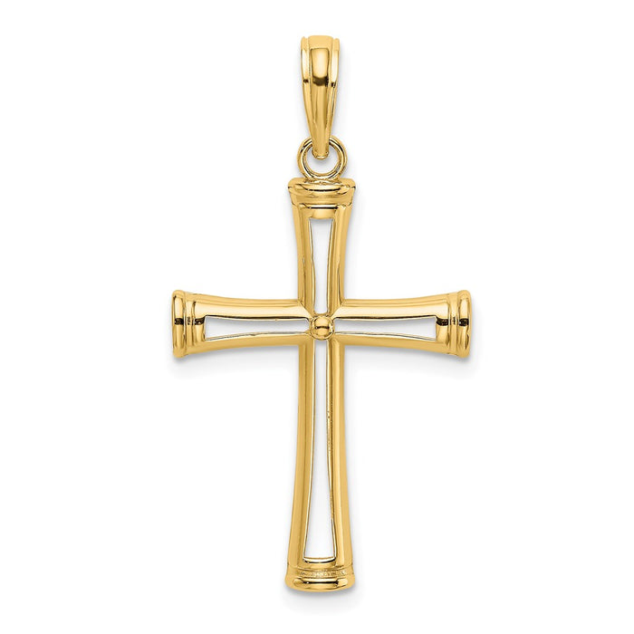 Million Charms 14K Yellow Gold Themed Polished & Cut-Out Cross