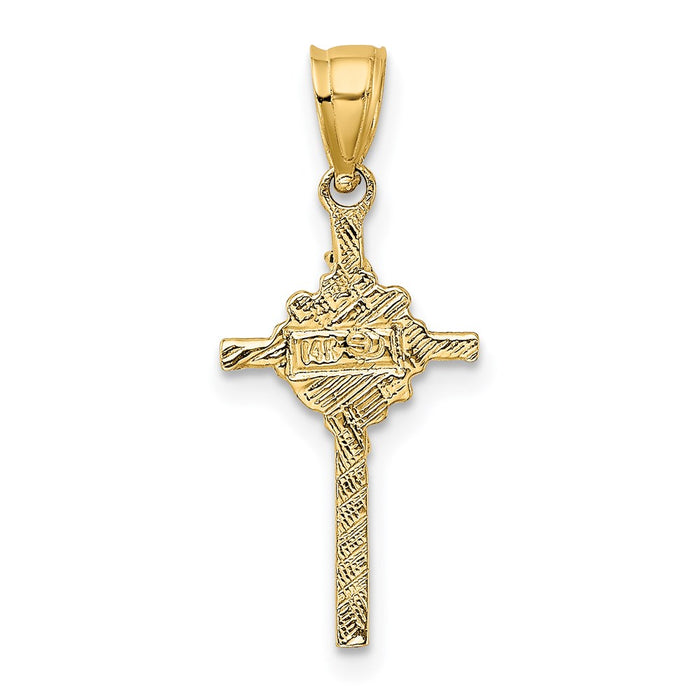 Million Charms 14K Yellow Gold Themed 2-D Starburst Relgious Crucifix Charm