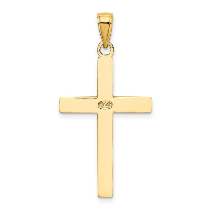 Million Charms 14K Yellow Gold Themed Polished Beveled Relgious Cross Charm