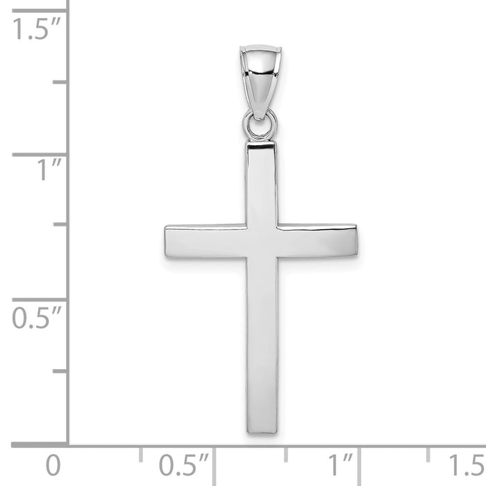 Million Charms 14K White Gold Themed Polished Beveled Relgious Cross Charm