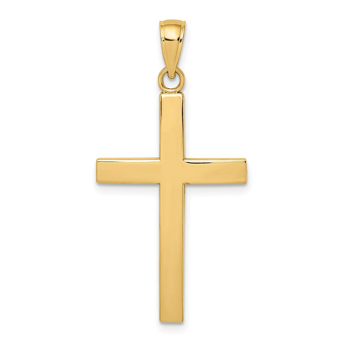 Million Charms 14K Yellow Gold Themed Polished Beveled Relgious Cross Charm