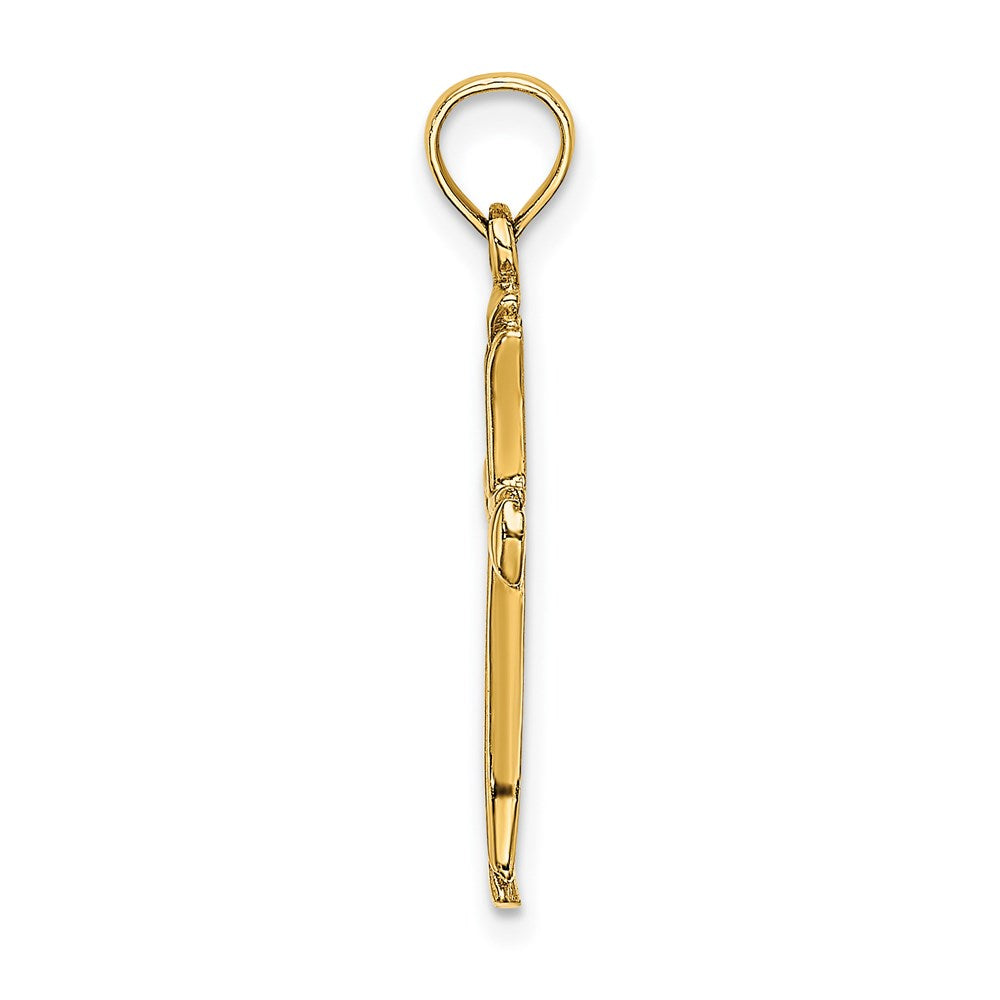 Million Charms 14K Yellow Gold Themed Relgious Cross With Triangle Tips / Cut-Out (2Of2)
