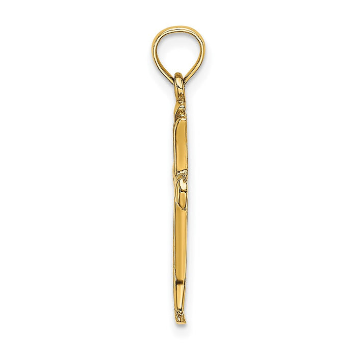 Million Charms 14K Yellow Gold Themed Relgious Cross With Triangle Tips / Cut-Out (2Of2)