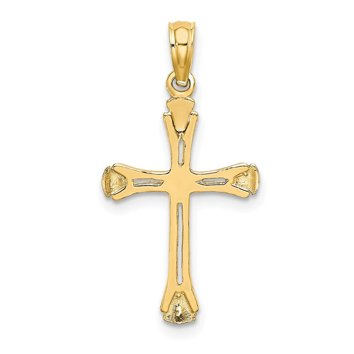Million Charms 14K Yellow Gold Themed Relgious Cross With Triangle Tips / Cut-Out (2Of2)
