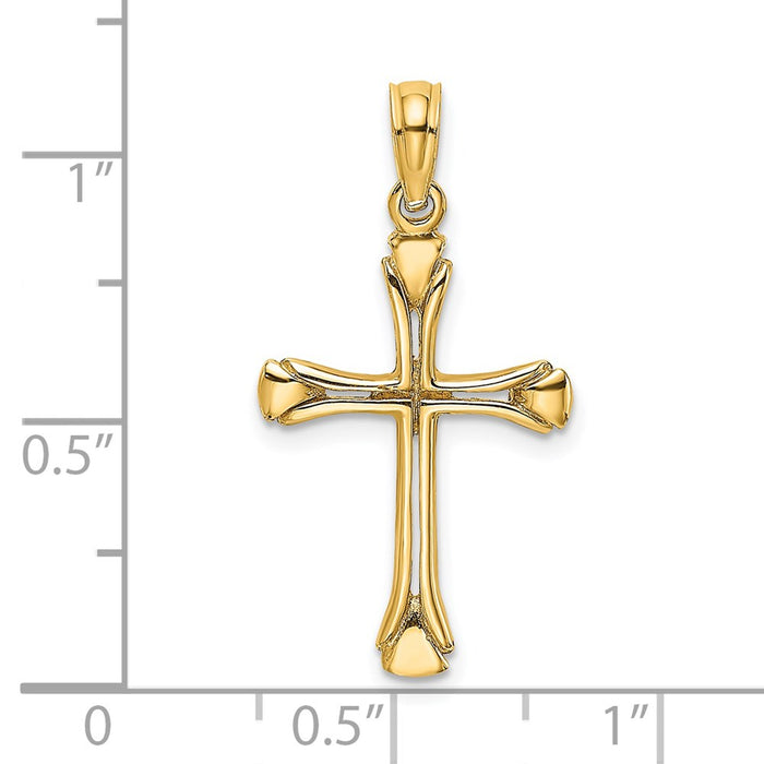 Million Charms 14K Yellow Gold Themed Relgious Cross With Triangle Tips / Cut-Out (2Of2)