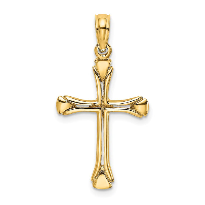 Million Charms 14K Yellow Gold Themed Relgious Cross With Triangle Tips / Cut-Out (2Of2)