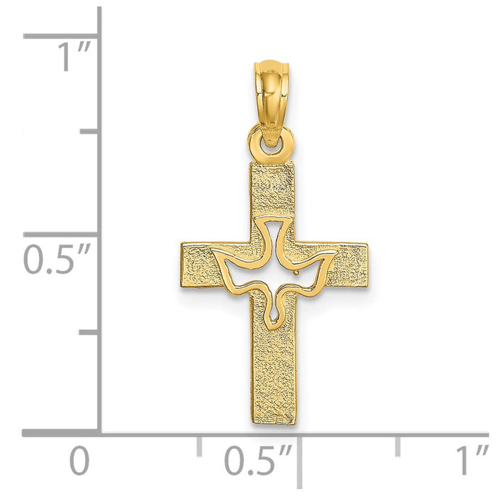 Million Charms 14K Yellow Gold Themed Dove In Relgious Cross Charm