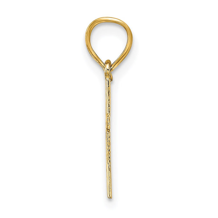 Million Charms 14K Yellow Gold Themed Polished With Star Pattern Mini Relgious Cross Charm