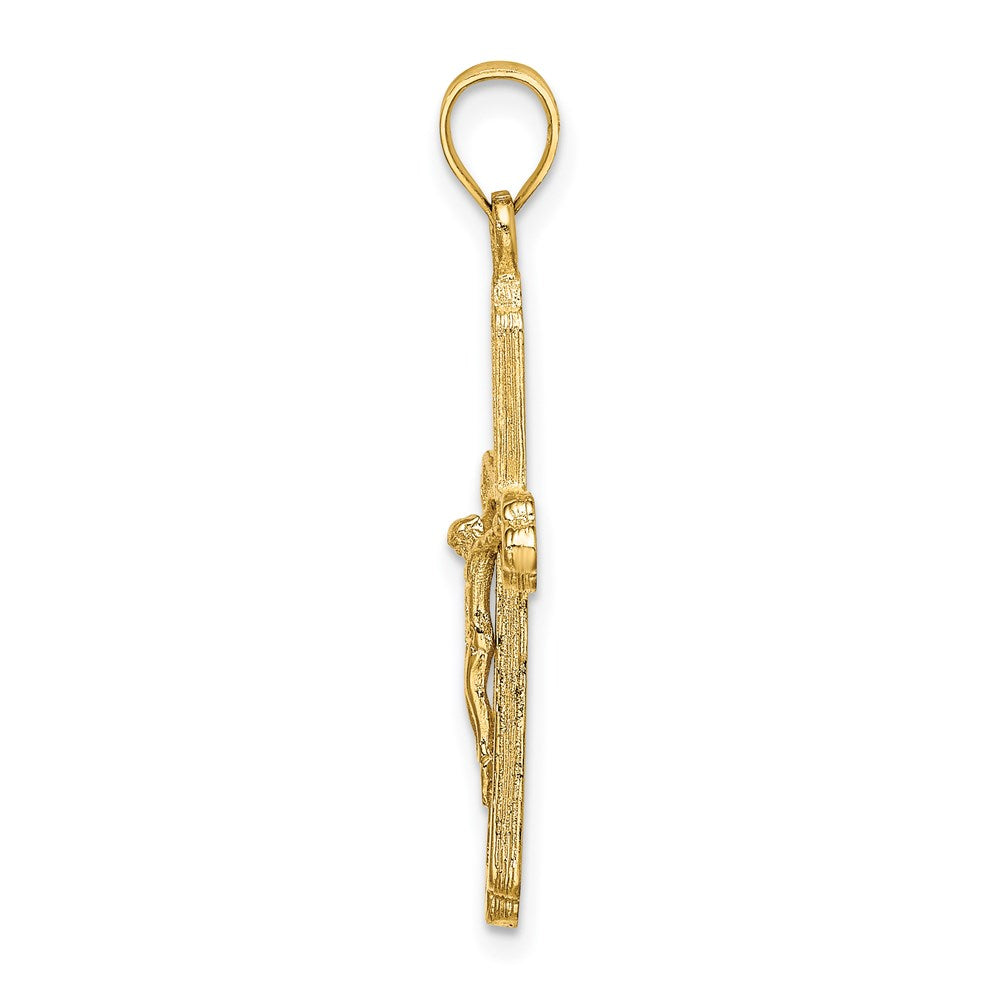 Million Charms 14K Yellow Gold Themed Textured Relgious Crucifix Charm