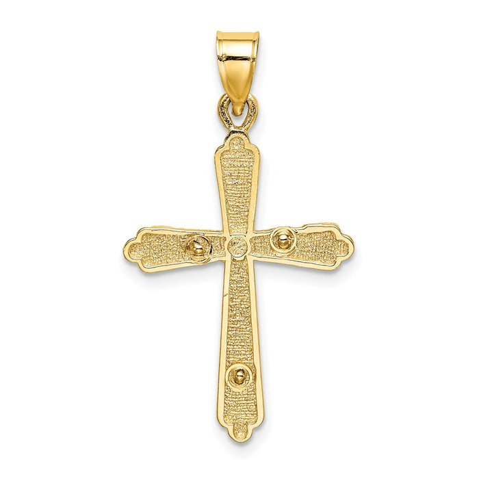 Million Charms 14K Yellow Gold Themed Textured Relgious Crucifix Charm