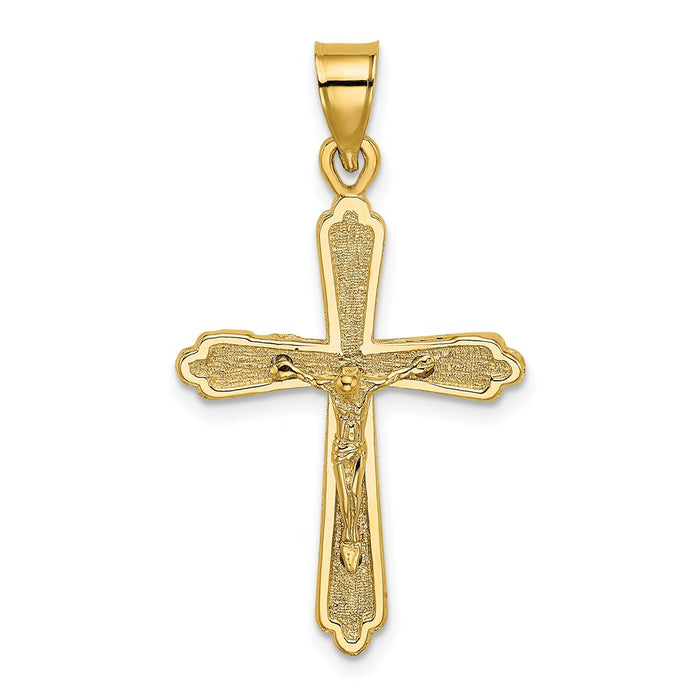 Million Charms 14K Yellow Gold Themed Textured Relgious Crucifix Charm