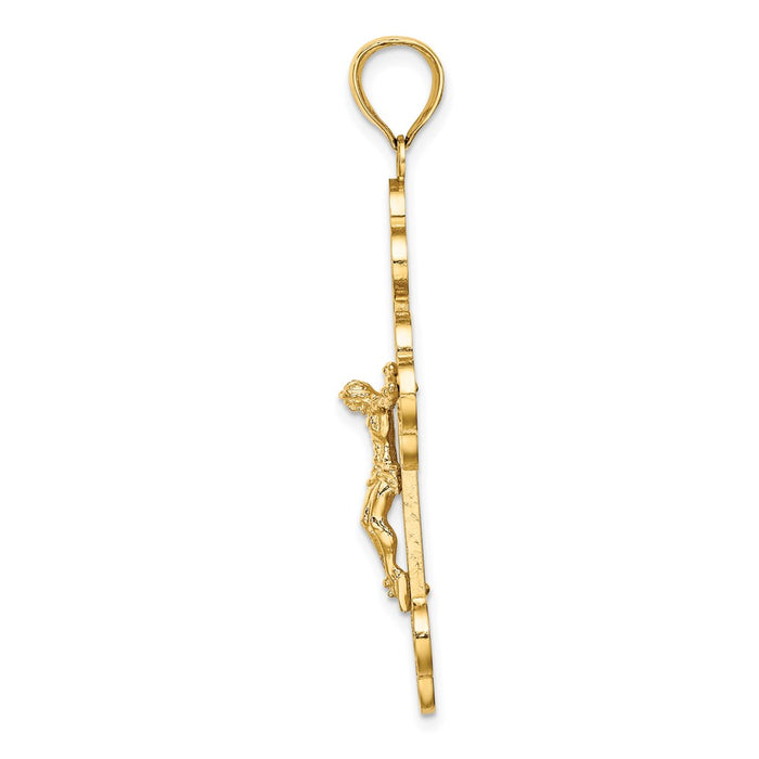 Million Charms 14K Yellow Gold Themed Relgious Crucifix With Spade Shaped Tips Charm