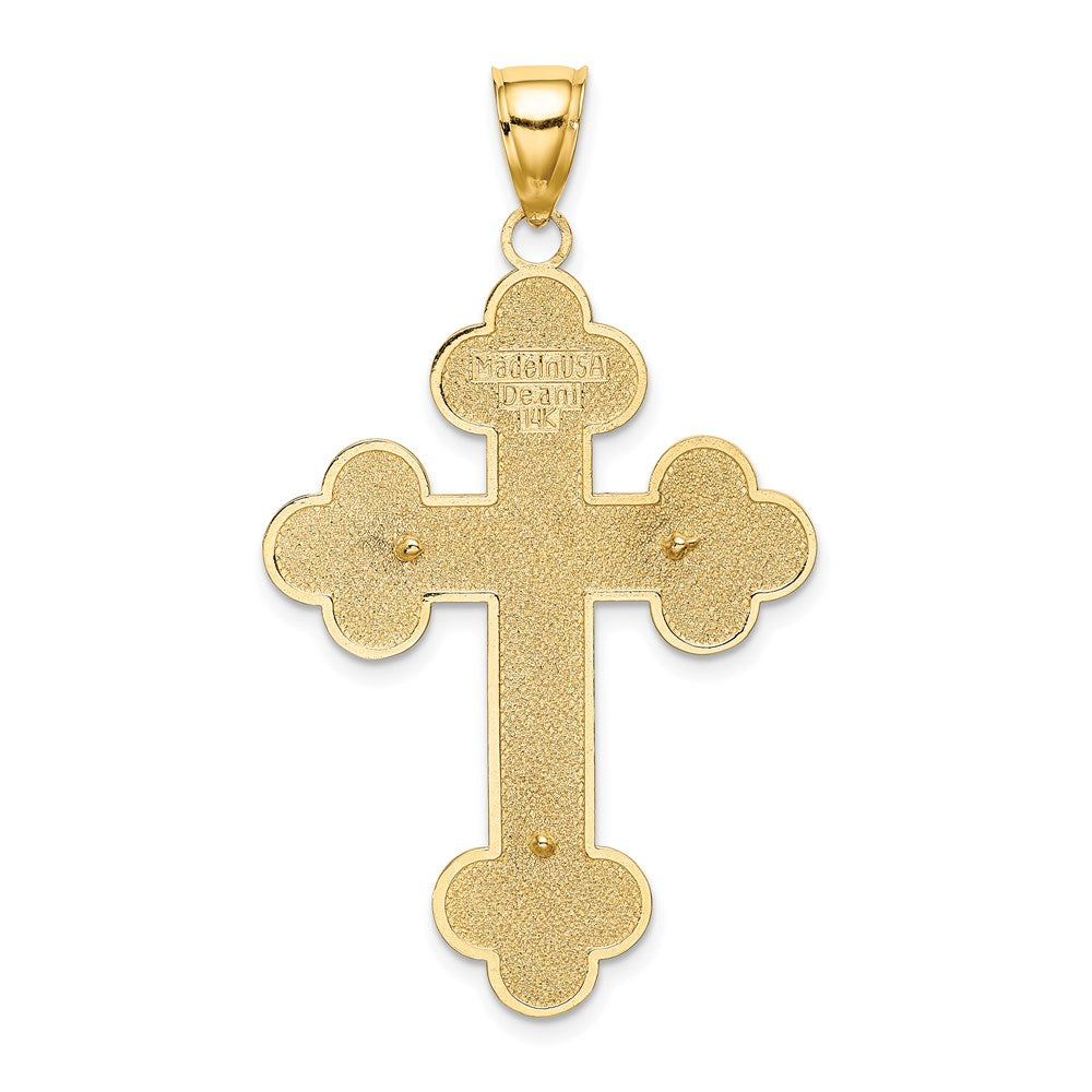 Million Charms 14K Yellow Gold Themed Relgious Crucifix With Spade Shaped Tips Charm