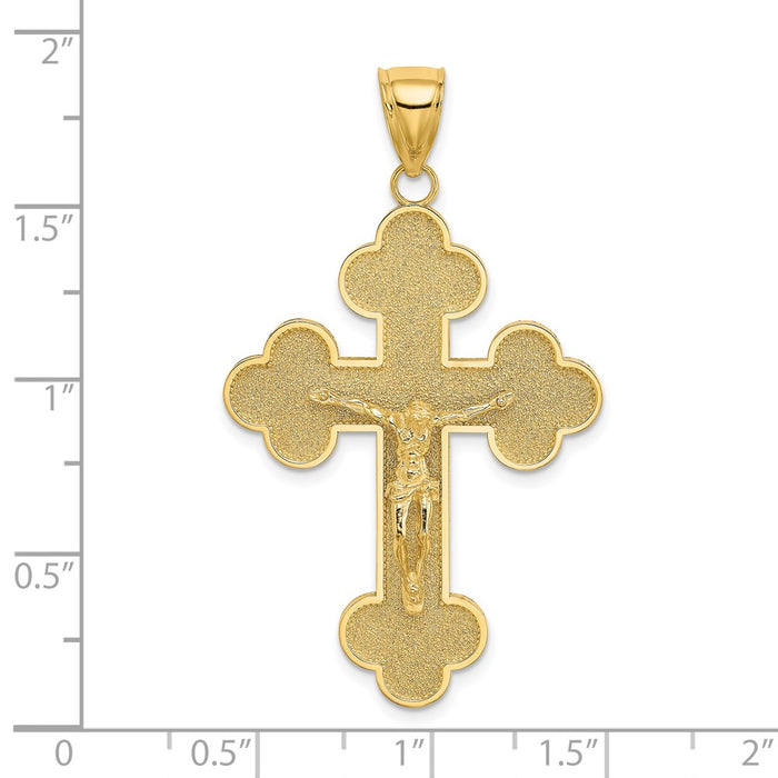 Million Charms 14K Yellow Gold Themed Relgious Crucifix With Spade Shaped Tips Charm