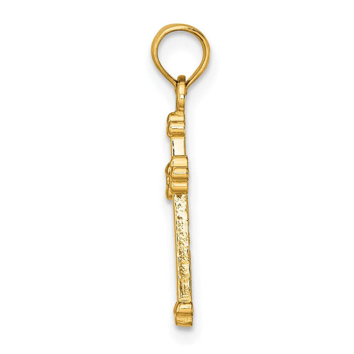 Million Charms 14K Yellow Gold Themed Polished Beaded Cross