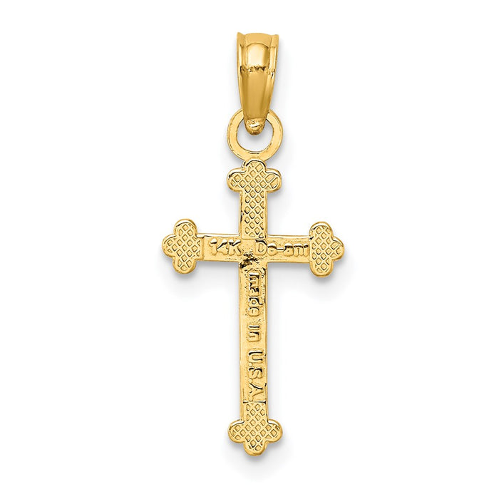 Million Charms 14K Yellow Gold Themed Polished Beaded Cross
