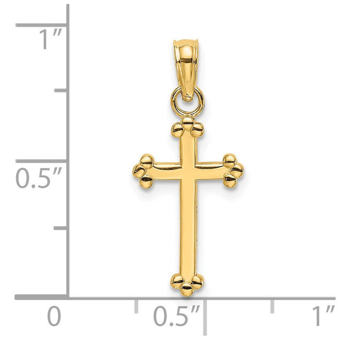 Million Charms 14K Yellow Gold Themed Polished Beaded Cross