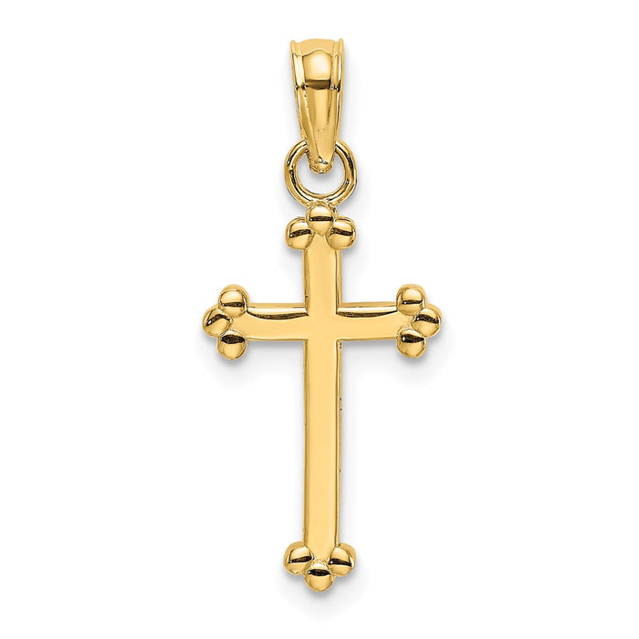 Million Charms 14K Yellow Gold Themed Polished Beaded Cross