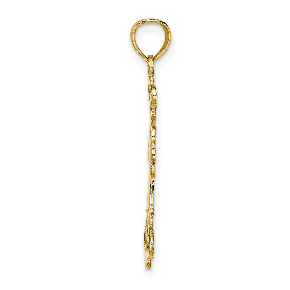 Million Charms 14K Yellow Gold Themed Polished Fancy Relgious Cross Charm