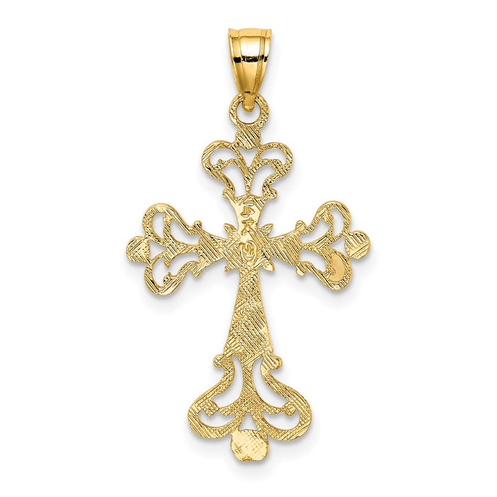 Million Charms 14K Yellow Gold Themed Polished Fancy Relgious Cross Charm