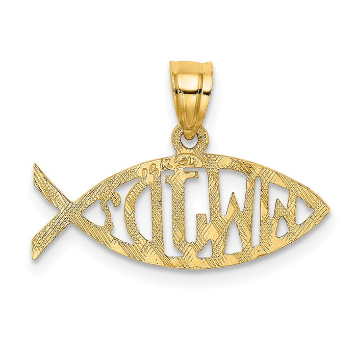 Million Charms 14K Yellow Gold Themed Wwjd Ichthys Charm