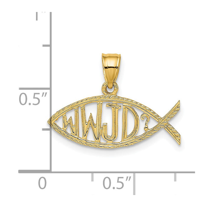 Million Charms 14K Yellow Gold Themed Wwjd Ichthys Charm