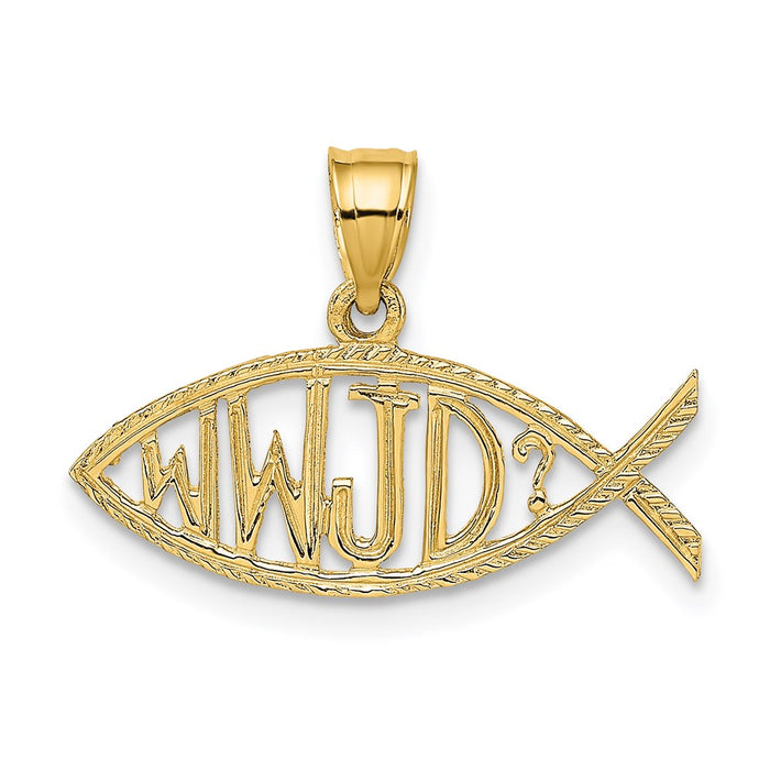 Million Charms 14K Yellow Gold Themed Wwjd Ichthys Charm