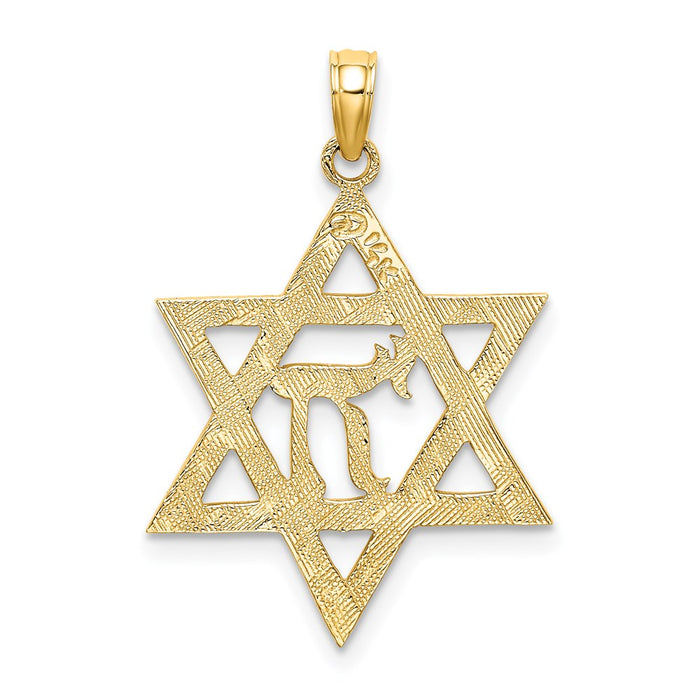 Million Charms 14K Yellow Gold Themed Jewish Star With Chi Center Charm