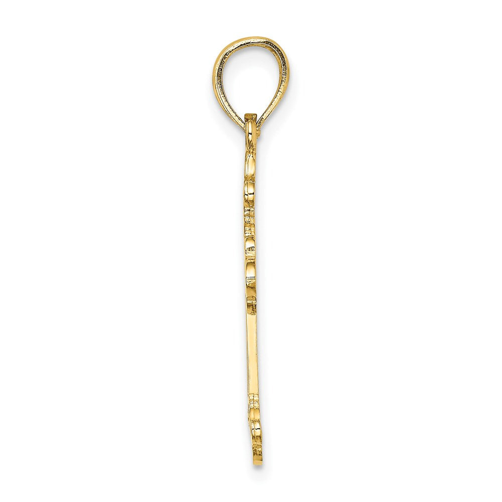 Million Charms 14K Yellow Gold Themed Relgious Cross With Spade Shape Design On Edges Charm