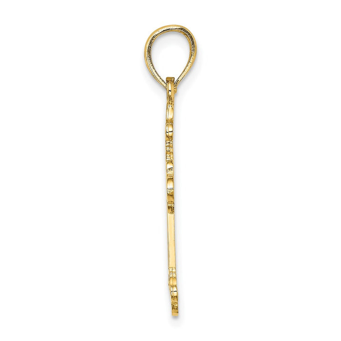 Million Charms 14K Yellow Gold Themed Relgious Cross With Spade Shape Design On Edges Charm