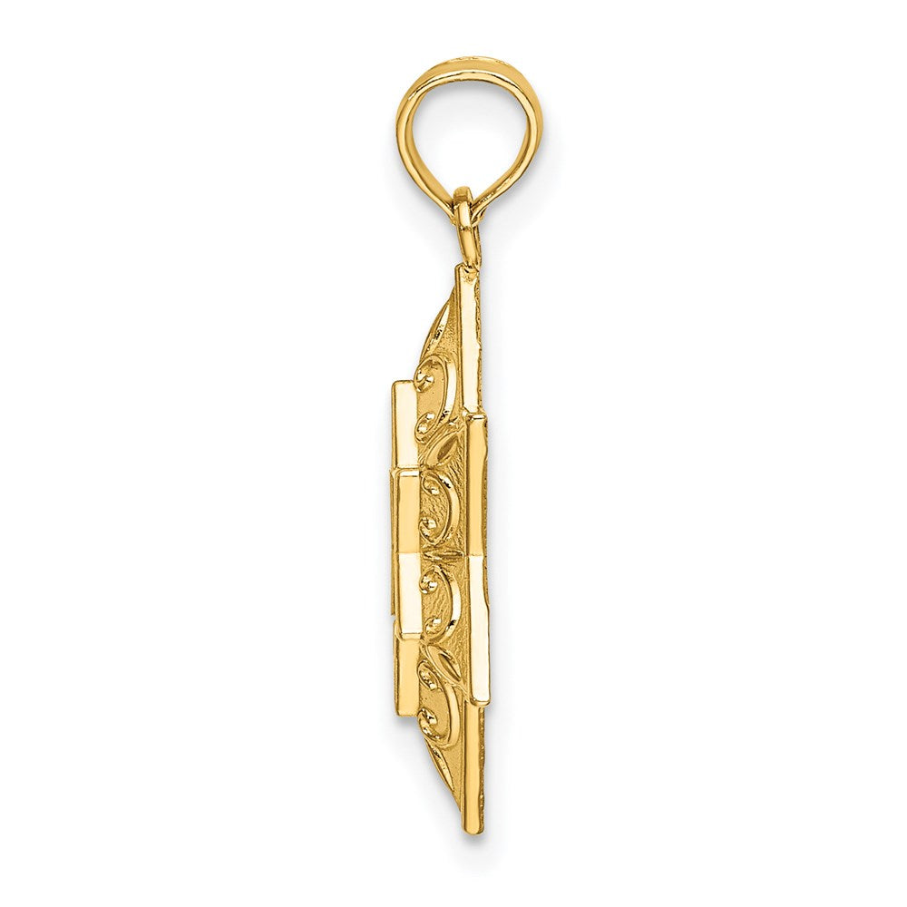 Million Charms 14K Yellow Gold Themed 2-D & Textured Jewish Religious Jewish Star Of David Charm