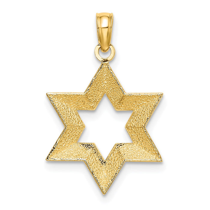 Million Charms 14K Yellow Gold Themed 2-D & Textured Jewish Religious Jewish Star Of David Charm
