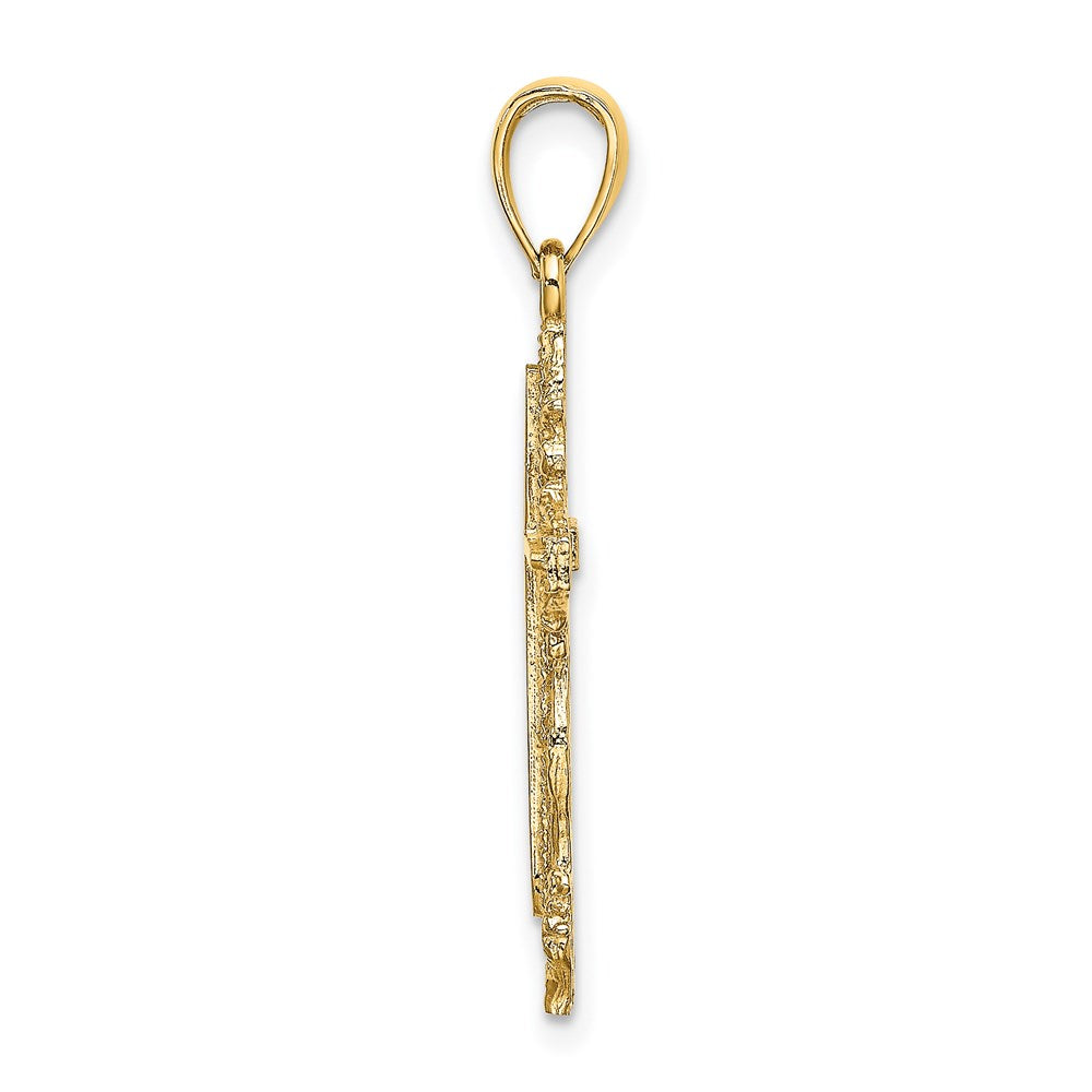 Million Charms 14K Yellow Gold Themed Relgious Cross With Lace Trim Charm